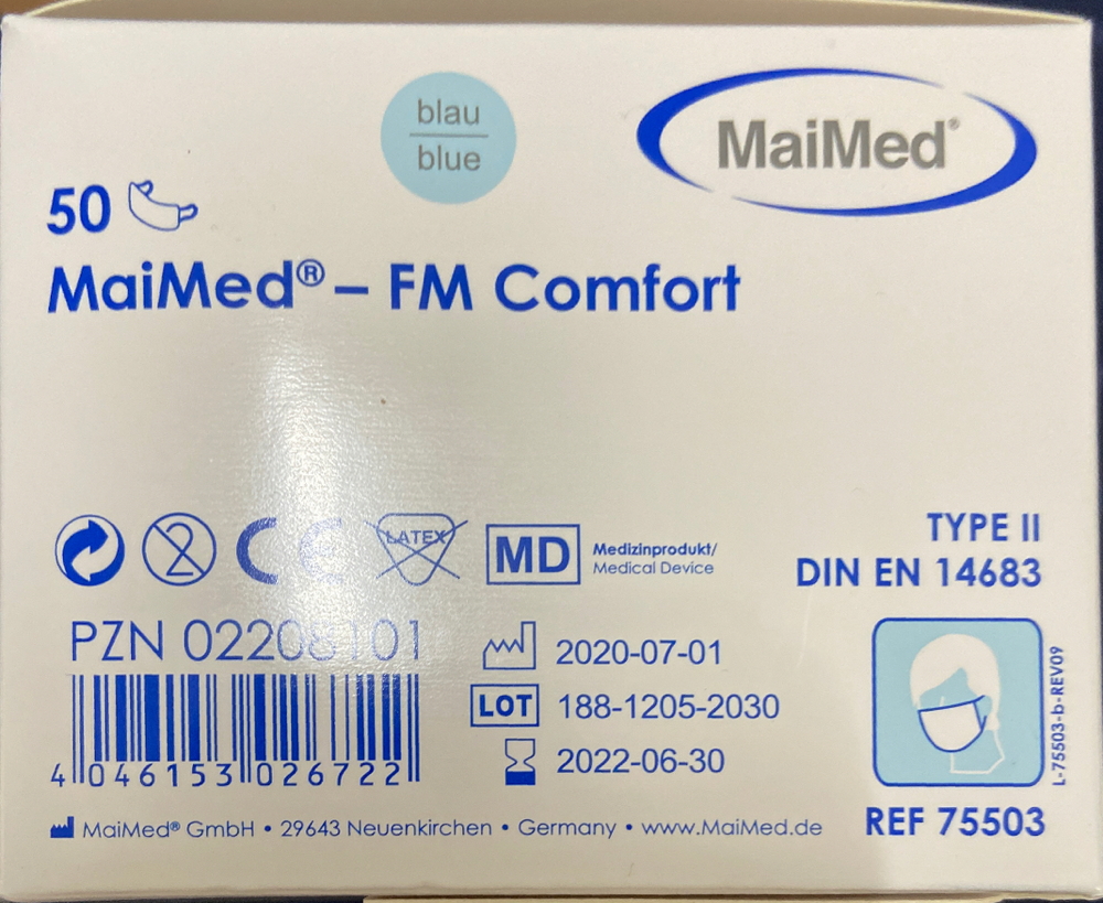 Maimed FM comfort Mundschutz 50 Stk. - blau